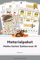 Vorschau - Arbeitsblätter - Materialpaket Mathe Herbst Klasse 1 | Zahlenraum bis 10 | Zählen, Mengen, Addition, Zahlzerlegung & Muster - Deckblatt