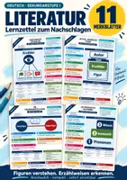 Vorschau - Merkblätter - Lernzettel Literatur | 11 Merkblätter zum Nachschlagen | Deutsch Klasse 7 bis 10 - Deckblatt