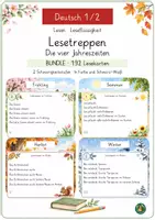 Vorschau - Fördermaterial/Inklusion - Materialpaket Lesetreppen im Frühling, Sommer, Herbst, und Winter Schritt für Schritt Lesen üben - Deckblatt