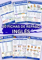 Vista previa - Hojas de trabajo - Fichas de repaso INGLÉS | Pack completo 10 fichas | Gramática inglesa explicada en español - Portada