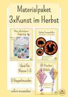 Vorschau - Arbeitsblätter - Materialpaket 3x Kunst im Herbst - Basteln Grundschule Klasse 1, Klasse 2, Klasse 3 - Deckblatt