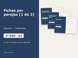 Vista previa - Hojas de trabajo - Fichas por parejas (1 de 2) – Paquete de inglés 2º ESO - Portada