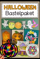 Vorschau - Mal- und Bastelvorlagen - Halloween Basteln – Bastelprojekt, Bastelvorlagen, Bastelideen, Halloweendeko, Klassendeko, Kunstunterricht, Fensterdeko, Windlichter | Bastelpaket, Mal- und Bastelvorlagen, Klasse 3, 4, 5, Grundschule, Sekundarstufe - Deckblatt