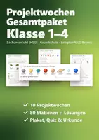 Vorschau - Arbeitsblätter - Projektwoche Grundschule Gesamtpaket – 10 Lernwerkstätten Sachunterricht Klasse 1–4: Weltall, Steinzeit, Dinosaurier, Zirkus u. a. - Deckblatt