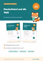 Vorschau - Arbeitsblätter - Deutschland und die Welt Klasse 3 und 4 im Paket – Bundesländer, Kontinente und Ozeane: mit Lösungen - Deckblatt