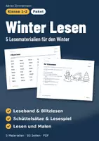 Vorschau - Unterrichtsreihen - Winter Lesen Klasse 1–2 | Lesepaket mit 5 Materialien | Leseband, Blitzlesen, Schüttelsätze, Lesespiel - Deckblatt