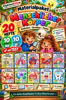 Vorschau - Test - Materialpaket Menschlicher Körper – 20 Hefte | 10 Lernhefte & 10 Wissenstests mit Lösungen - Deckblatt