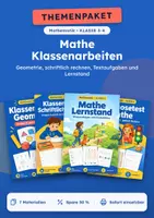 Vorschau - Arbeitsblätter - Geometrie, Klassenarbeiten-Set Mathe, Klasse 3-4 - Deckblatt