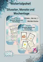 Vorschau - Spiele - Materialpaket Thema: Silvester, Monate und Wochentage - Deckblatt