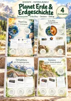 Vorschau - Unterrichtsreihen - Planet Erde & Erdgeschichte – 4 große Lernwerkstätten Geografie & Erdkunde | Sonnensystem, Erdaufbau, Gebirgsbildung & Gesteinskreislauf | Arbeitsblätter mit Lösungen - Deckblatt