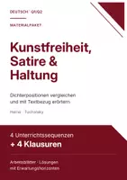 Vorschau - Stundenentwürfe - Materialpaket Deutsch Q1/Q2: Kunstfreiheit, Satire & Haltung – 4 Unterrichtssequenzen und 4 Klausuren - Deckblatt