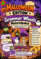 Vorschau - Spiele - 🎃 HALLOWEEN GRAMMAR WHEELS 🕸️ (XL Materialpaket Englisch Klasse 5 6 7 8 9) - Deckblatt
