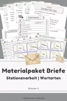Vorschau - Arbeitsblätter - Materialpaket Briefe schreiben & Post Klasse 2 | Deutsch | Stationenarbeit, Wortarten & Sprachspiele - Deckblatt