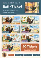 Vorschau - Arbeitsblätter - Exit-Tickets Klasse 5–8 | 70 Stundenabschlüsse à 3 Minuten mit Lösungen | 7 Fächer im Bundle | Exit-Ticket - Deckblatt