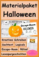 Vorschau - Stundenentwürfe - Halloween im Deutschunterricht – Materialpaket | Lesen, Schreiben & Rätseln - Deckblatt