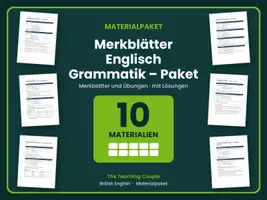 Vorschau - Arbeitsblätter - Merkblätter Englisch Grammatik – Paket - Deckblatt