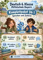 Vorschau - Unterrichtsreihen - Materialpaket Deutsch 6. Klasse, 4 Lernbereiche „Sprechen und Zuhören“ 🎭👂🗣️ - Deckblatt