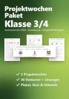 Vorschau - Arbeitsblätter - Projektwoche Klasse 3/4 Paket – 5 Lernwerkstätten Sachunterricht: Weltall, Steinzeit, Ritter und Burgen, Deutschland, Altes Ägypten (HSU) - Deckblatt