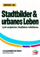Vorschau - Arbeitsblätter - Stadtbilder und urbanes Leben | 5 Klausuren Deutsch Q2 | Lyrik, Flanieren und materialgestütztes Schreiben - Deckblatt