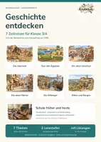Vorschau - Stundenentwürfe - Geschichte entdecken - Materialpaket Klasse 3/4 | 7 Zeitreisen von der Steinzeit bis zur Schule früher - Deckblatt