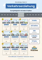 Vorschau - Unterrichtsreihen - Verkehrserziehung: Klar unterwegs - Komplettpaket Klasse 1-4 | 9 Hefte, 4-fach differenziert | 256 Arbeitsblätter & 9 Abschlusstests: Verkehrszeichen, Schulweg, Fahrrad, Blaulicht | Grundschule, Förderschule, Inklusion - Deckblatt