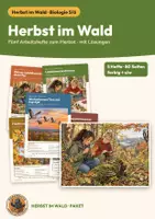 Vorschau - Arbeitsblätter - Herbst Wald Biologie Klasse 5 6 | 5 Arbeitshefte 80 Seiten mit Lösungen | Laubfall, Bäume bestimmen, Samen, Überwinterung | Herbst im Wald Paket - Deckblatt