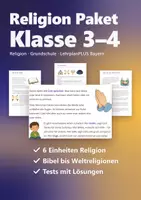 Vorschau - Arbeitsblätter - Religion Klasse 3/4 Paket – Bibel, Vaterunser, Mose, Jesus, Weltreligionen und Feste der Religionen - Deckblatt