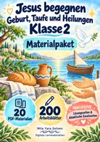 Vorschau - Arbeitsblätter - Jesus begegnen – Geburt, Taufe und Heilungen Klasse 2 | Materialpaket | 20 PDFs mit 200 Arbeitsblättern - Deckblatt
