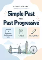 Vorschau - Arbeitsblätter - Materialpaket Simple Past & Past Progressive – Einführungsfolien, Merkblatt und Übungsblätter - Deckblatt