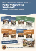 Vorschau - Unterrichtsreihen - Politik Wirtschaft Oberstufe Deutschland | 15 Unterrichtseinheiten 255 Seiten mit Lösungen | Demokratie, Wirtschaftsordnung, Sozialstaat | Kontrovers gedacht 15er-Paket - Deckblatt