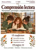 Vista previa - Hojas de trabajo - Comprensión lectora · Lengua, 1.º ESO: narraciones, personajes y organización textual · 15 cuadernos - Portada