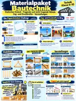 Vorschau - Arbeitsblätter - Bautechnik – Großes Materialpaket | Konstruieren & Stabilität | Statisches Dreieck, Versteifungen, tragende Wände, Zug- und Druckkräfte | Praktische Challenges, Arbeitsblätter & Lösungsblätter - Deckblatt