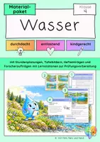 Vorschau - Stundenentwürfe - Wasser Klasse 4 | HSU & Sachunterricht · Materialpaket mit Unterrichtsreihe und Stationenlernen mit Lösungen - Deckblatt