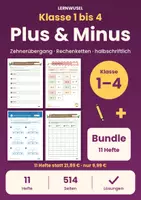 Vorschau - Arbeitsblätter - Mathe Klasse 1 bis 4 Bundle | Plus und Minus, Zehnerübergang, Rechenketten, schriftlich - Deckblatt