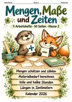Vorschau - Arbeitsblätter - Mengen Größen Kalender – 5 Hefte Klasse 2 - Deckblatt