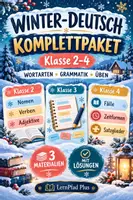 Vorschau - Arbeitsblätter - Winter-Deutsch Komplettpaket Klasse 2–4 | Wortarten & Grammatik mit Lösungen - Deckblatt