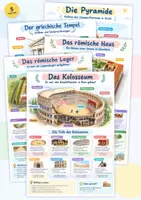 Vorschau - Poster - Antike Bauwerke Pyramide Tempel Poster + Lernkarten Set - Deckblatt