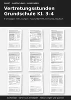 Vorschau - Arbeitsblätter - Vertretungsstunden Grundschule Kl. 3–4: 9 Onepager mit Lösungen - Deckblatt