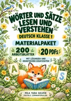 Vorschau - Arbeitsblätter - Wörter und Sätze lesen und verstehen Klasse 1 | Deutsch Materialpaket | 20 PDFs mit 200 Arbeitsblättern - Deckblatt