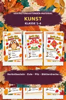 Vorschau - Arbeitsblätter - Materialpaket Kunst Klasse 1–4 Herbstbasteln mit Waldtieren, Kürbis und Drachen - Deckblatt
