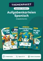 Vorschau - Test - Aufgabenkarteien Spanisch, Paket mit 5 Materialien, Klasse 5 - Deckblatt