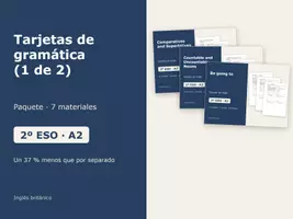Vista previa - Tarjetas / Manipulativos - Tarjetas de gramática (1 de 2) – Paquete de inglés 2º ESO - Portada