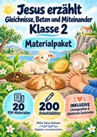 Vorschau - Arbeitsblätter - Jesus erzählt – Gleichnisse, Beten und Miteinander Klasse 2 | Materialpaket | 20 PDFs mit 200 Arbeitsblättern - Deckblatt
