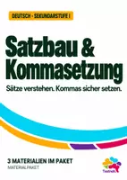 Vorschau - Arbeitsblätter - Satzbau und Kommasetzung | 3 Materialien zu Satzreihe, Satzgefüge, Nebensätzen und Einschüben | Deutsch Sek I - Deckblatt