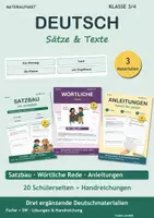 Vorschau - Arbeitsblätter - Deutsch 3/4 – Satzbau, Rede, Anleitungen - Deckblatt