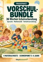 Vorschau - Stundenentwürfe - Vorschul-Bundle | 36 Wochen Schulvorbereitung, Sprachförderung, Mathematik & Verkehrserziehung - Deckblatt