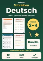 Vorschau - Arbeitsblätter - Deutsch Klasse 2 bis 4 Bundle | Texte schreiben, Gedichte, Briefe, Schreibanlässe - Deckblatt