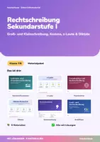Vorschau - Unterrichtsreihen - Rechtschreibung Sekundarstufe I | Groß- und Kleinschreibung, Komma, s-Laute, Fremdwörter & Diktate | Arbeitshefte + Klassenarbeiten | Deutsch Klasse 7–8 | mit Lösungen - Deckblatt