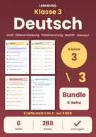 Vorschau - Arbeitsblätter - Deutsch Klasse 3 Bundle | Groß- und Kleinschreibung, Silbentrennung, Bericht - Deckblatt