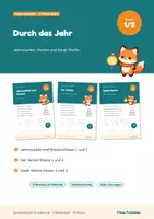 Vorschau - Arbeitsblätter - Durch das Jahr Klasse 1 und 2 im Paket – Jahreszeiten und Monate, der Herbst, Sankt Martin mit Lösungen - Deckblatt